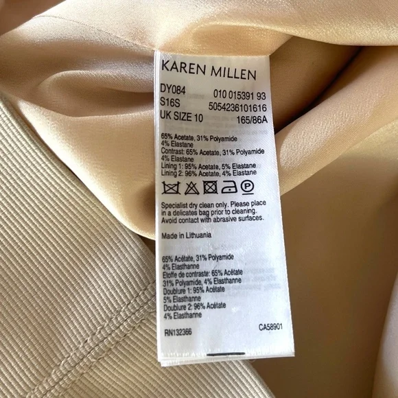 NWT‎ Karen Millen Midi Sheath Pencil Dress Cross Back Bodycon Ribbed Nude 6 - Picture 13 of 16